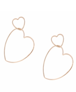 Double Heart Drop Earrings ES700076 GOLD